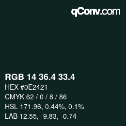 カラーコード: RGB 14 36.4 33.4 | qconv.com