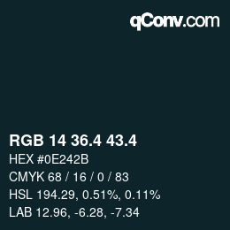 カラーコード: RGB 14 36.4 43.4 | qconv.com