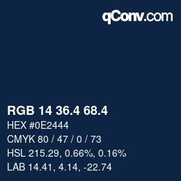 カラーコード: RGB 14 36.4 68.4 | qconv.com