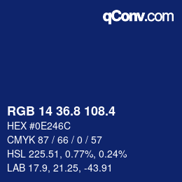 カラーコード: RGB 14 36.8 108.4 | qconv.com