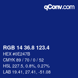 カラーコード: RGB 14 36.8 123.4 | qconv.com