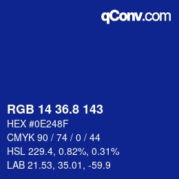 カラーコード: RGB 14 36.8 143 | qconv.com