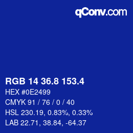 カラーコード: RGB 14 36.8 153.4 | qconv.com