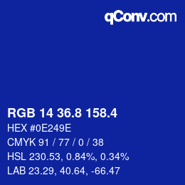 カラーコード: RGB 14 36.8 158.4 | qconv.com