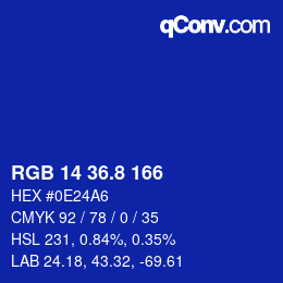 カラーコード: RGB 14 36.8 166 | qconv.com