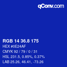 カラーコード: RGB 14 36.8 175 | qconv.com