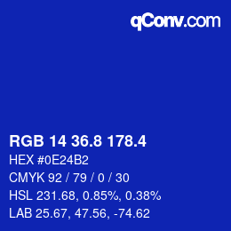 カラーコード: RGB 14 36.8 178.4 | qconv.com