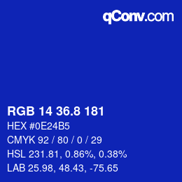 カラーコード: RGB 14 36.8 181 | qconv.com