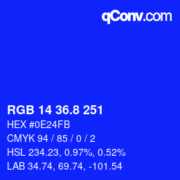 カラーコード: RGB 14 36.8 251 | qconv.com