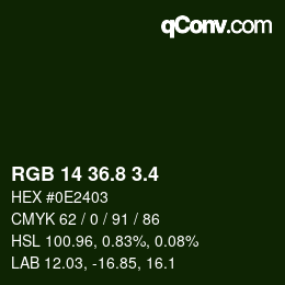 カラーコード: RGB 14 36.8 3.4 | qconv.com