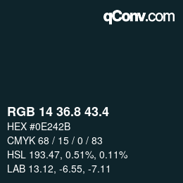 カラーコード: RGB 14 36.8 43.4 | qconv.com