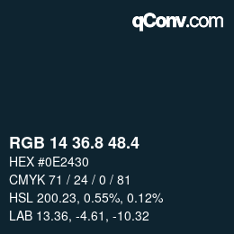 カラーコード: RGB 14 36.8 48.4 | qconv.com