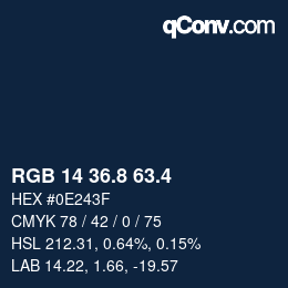 カラーコード: RGB 14 36.8 63.4 | qconv.com