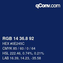 カラーコード: RGB 14 36.8 92 | qconv.com
