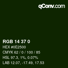 カラーコード: RGB 14 37 0 | qconv.com
