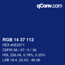 Color code: RGB 14 37 113 | qconv.com