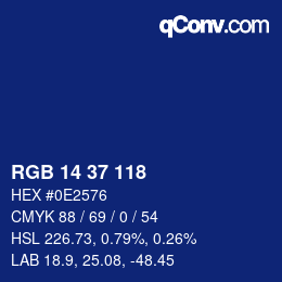 カラーコード: RGB 14 37 118 | qconv.com