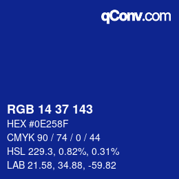 カラーコード: RGB 14 37 143 | qconv.com