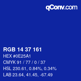 カラーコード: RGB 14 37 161 | qconv.com