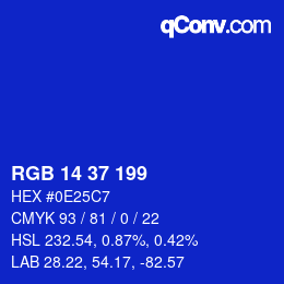 Color code: RGB 14 37 199 | qconv.com
