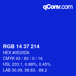 カラーコード: RGB 14 37 214 | qconv.com