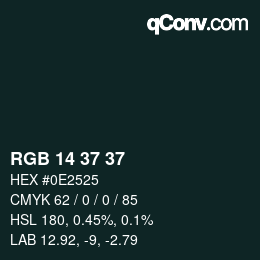 颜色代码: RGB 14 37 37 | qconv.com