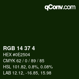 颜色代码: RGB 14 37 4 | qconv.com