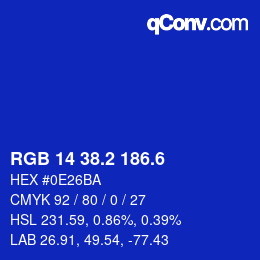 カラーコード: RGB 14 38.2 186.6 | qconv.com