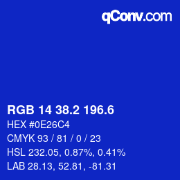 カラーコード: RGB 14 38.2 196.6 | qconv.com