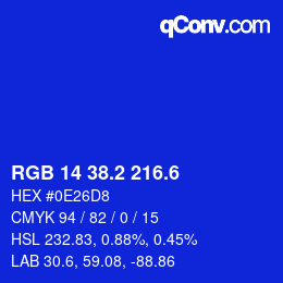 カラーコード: RGB 14 38.2 216.6 | qconv.com