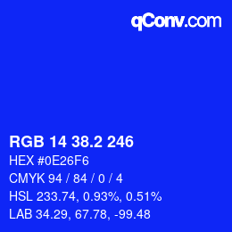カラーコード: RGB 14 38.2 246 | qconv.com