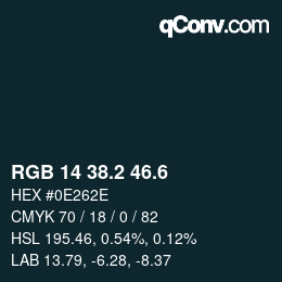 カラーコード: RGB 14 38.2 46.6 | qconv.com