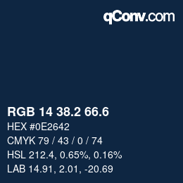 カラーコード: RGB 14 38.2 66.6 | qconv.com