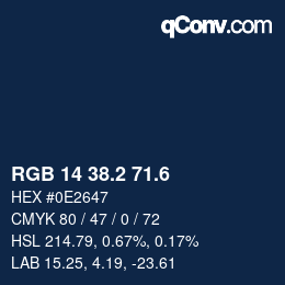 カラーコード: RGB 14 38.2 71.6 | qconv.com
