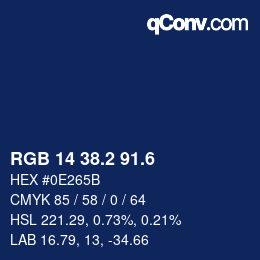 カラーコード: RGB 14 38.2 91.6 | qconv.com
