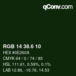 カラーコード: RGB 14 38.6 10 | qconv.com