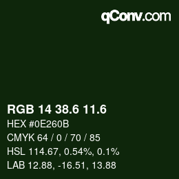 カラーコード: RGB 14 38.6 11.6 | qconv.com