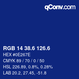 カラーコード: RGB 14 38.6 126.6 | qconv.com