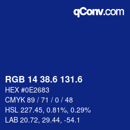 カラーコード: RGB 14 38.6 131.6 | qconv.com