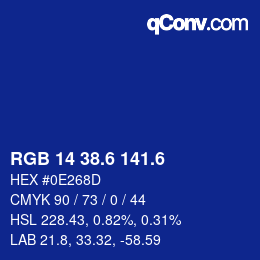 カラーコード: RGB 14 38.6 141.6 | qconv.com