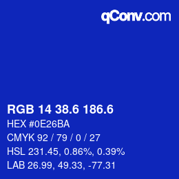 カラーコード: RGB 14 38.6 186.6 | qconv.com