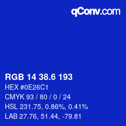 カラーコード: RGB 14 38.6 193 | qconv.com