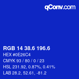 カラーコード: RGB 14 38.6 196.6 | qconv.com