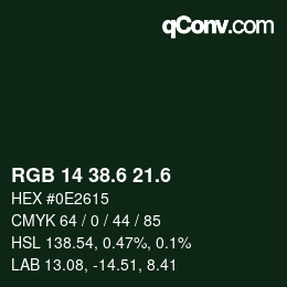 カラーコード: RGB 14 38.6 21.6 | qconv.com