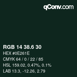 カラーコード: RGB 14 38.6 30 | qconv.com