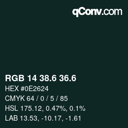 カラーコード: RGB 14 38.6 36.6 | qconv.com