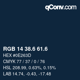 カラーコード: RGB 14 38.6 61.6 | qconv.com