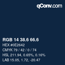 カラーコード: RGB 14 38.6 66.6 | qconv.com