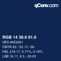 カラーコード: RGB 14 38.6 81.6 | qconv.com