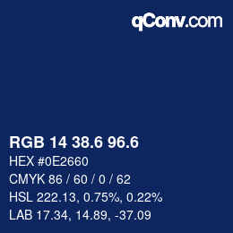 カラーコード: RGB 14 38.6 96.6 | qconv.com